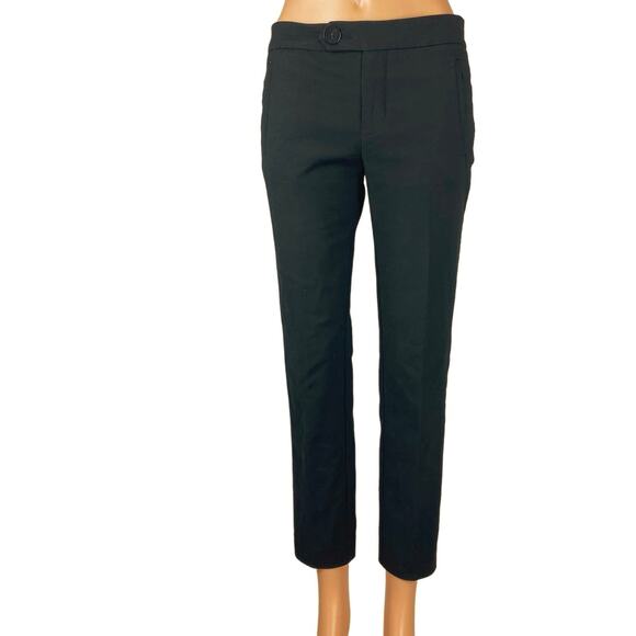 Mango Blue Career Mid Rise Ankle Stretch Straight Leg Pockets Trouser Pants Sz 2 - Picture 1 of 7